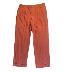BILL’S KHAKIS Poplin Pants Classic Pleated Cuffs Nantucket Weathered Red Size 40